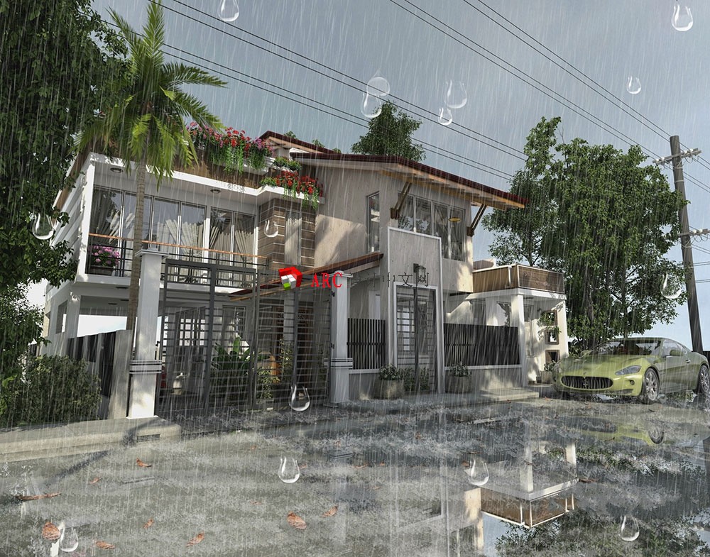 5 skp-3d-model-modern-villa-#30-vray-render-rain-effect.jpg